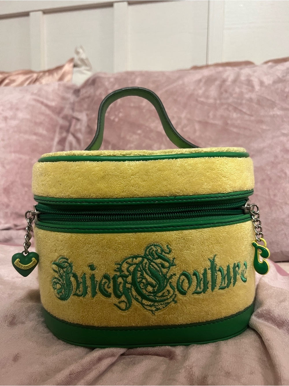 Vintage Juicy Couture Yellow and Green makeup Case